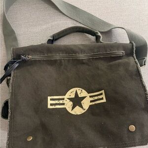 Olive Green Canvas Messenger Bag